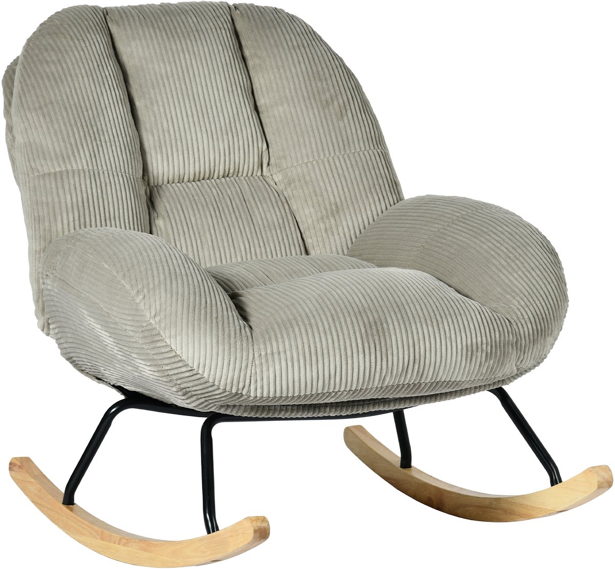 MEUBLES COSY – LITHOPS – schommelstoel – Scandinavische stijl – lichtgrijs ribfluweel
