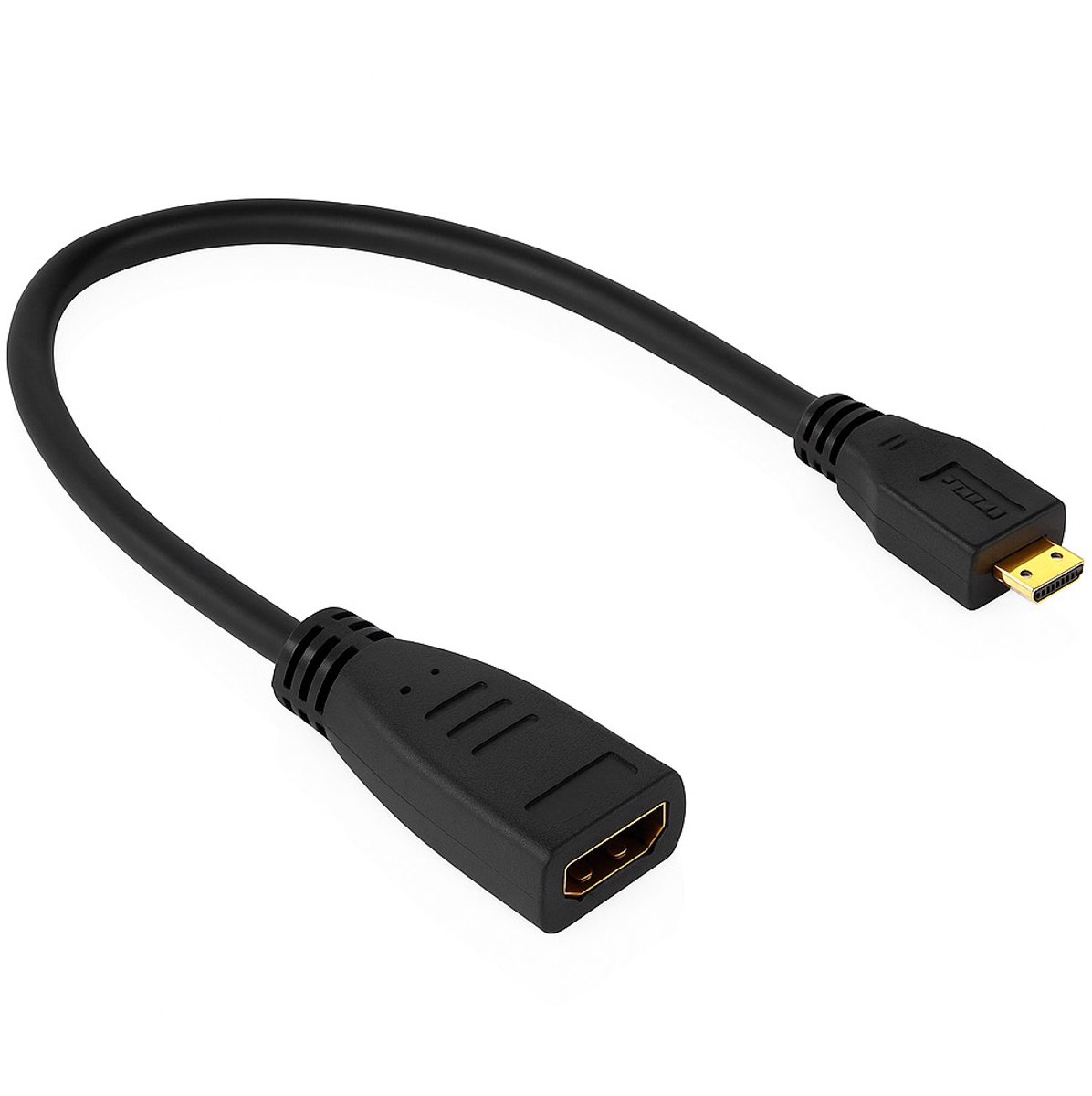 HDMI Micro naar HDMI A kabel - 1.4 High Speed met ethernet - Full HD@60Hz - Verguld - 0.2 meter - Zwart - Allteq