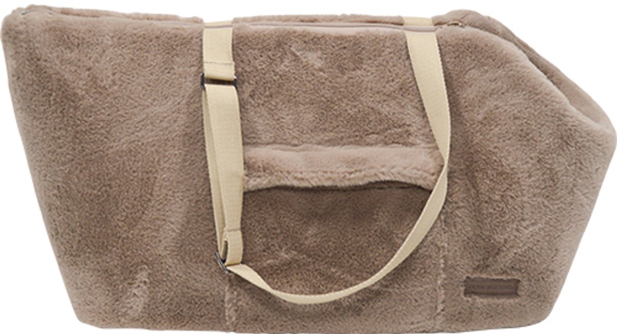Animal Boulevard CHAMPS-ELYSEES Hondendraagtas – Superzacht Imitatiebont – Uitneembaar Kussen – Veiligheidshaakje – Kleur: Mokka – 41×27×29 cm