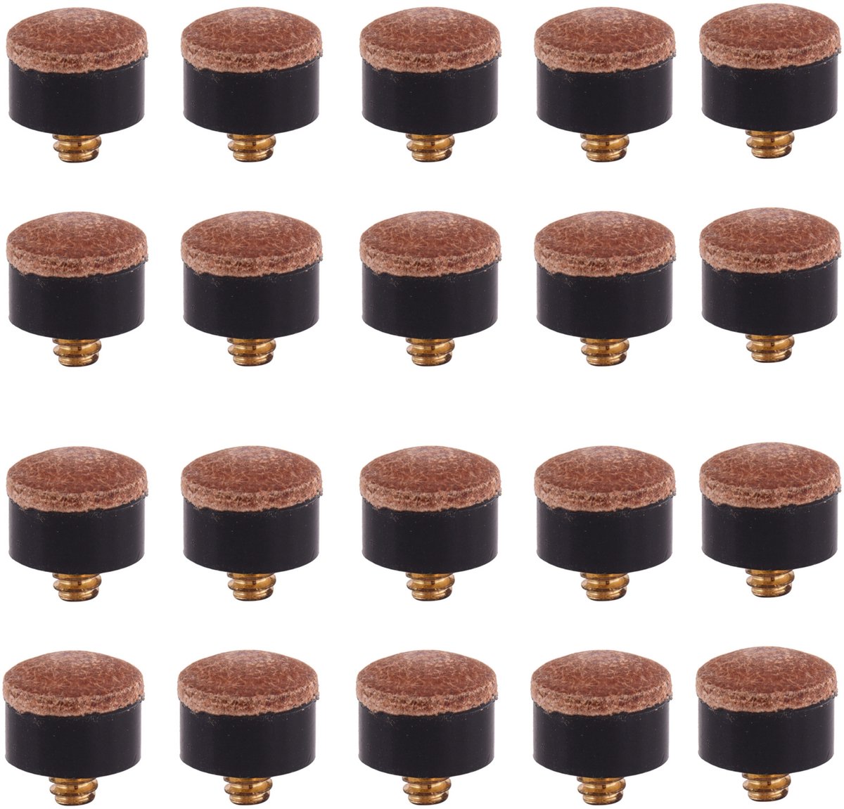 20 Stuks - Biljartkeu-tip - Accessoires voor poolkeu's - 1,3*1*1 cm - Kunststof, leer - Zwart - Biljartkeu Vervangingstips - Poolstick Tips - Praktische biljartkeukop - Inzetbare b