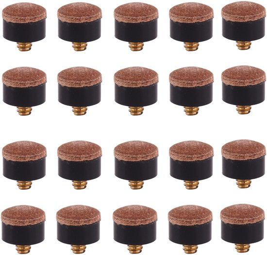 20 Stuks - Biljartkeu-tip - Accessoires voor poolkeu's - 1,3*1*1 cm - Kunststof, leer - Zwart - Biljartkeu Vervangingstips - Poolstick Tips - Praktische biljartkeukop - Inzetbare b