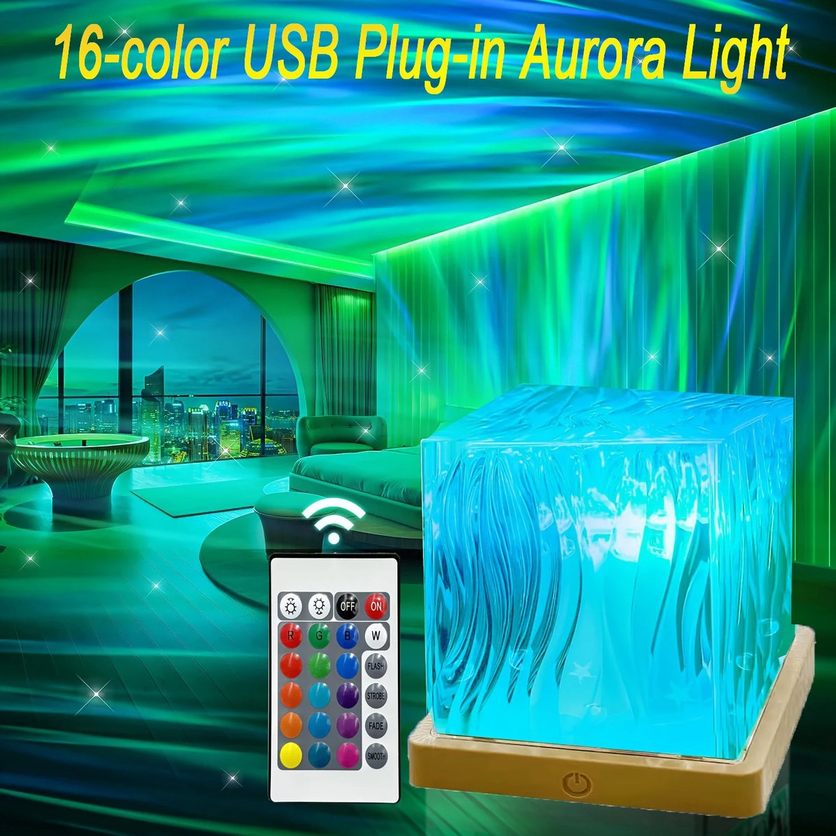 LED Ocean Wave Projector – Aurora Lamp met 16 Kleuren en Automatische Rotatie