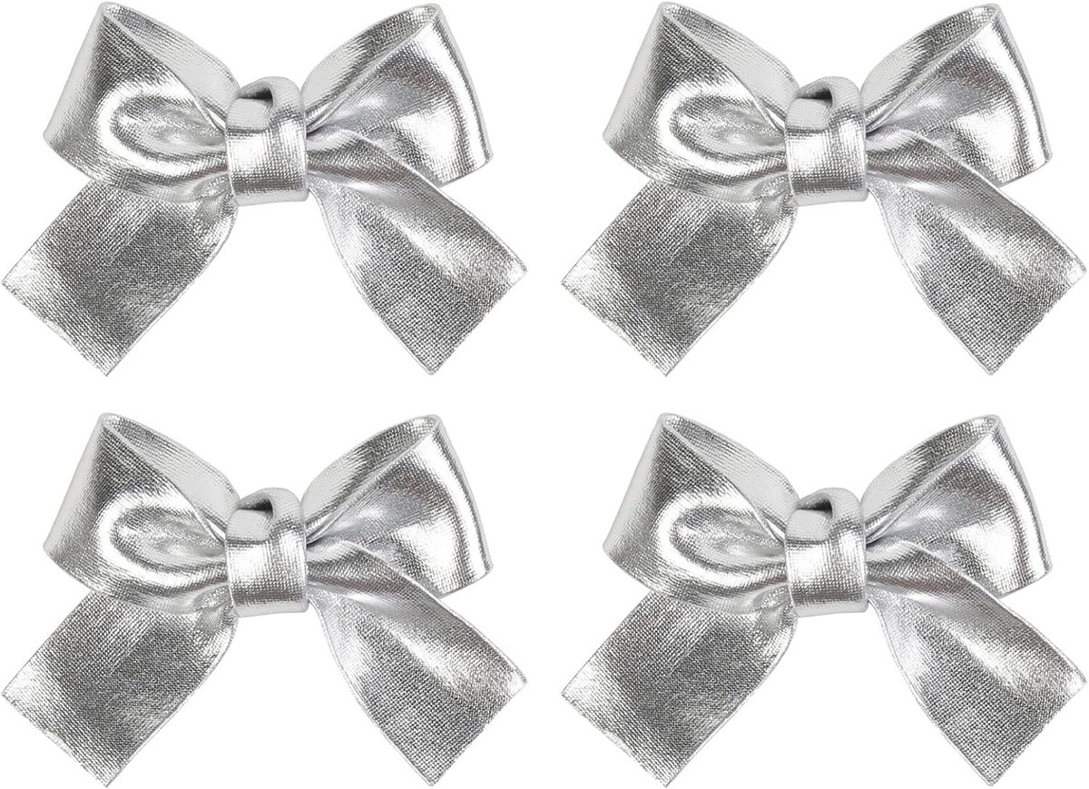4 Delige Set Kerst Haarstrikken Goud Zilver Glitter Haaraccessoires