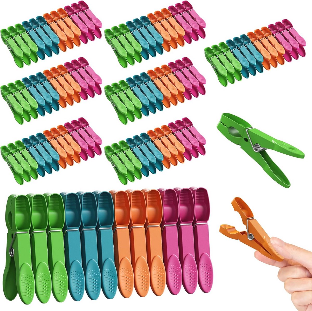 Kleurige Kledingknijpers met Mand - 96 Stuks