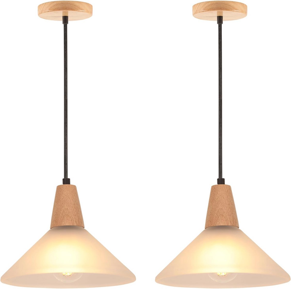 Hanglamp Glas Kroonluchter Vintage Industrieel E27 Plafondlamp Moderne Glazen Kap Ø23cm Ho