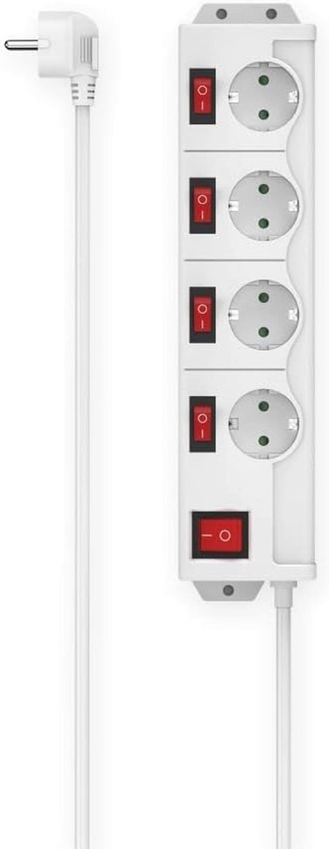 4-voudig Schuko-stopcontact met aan/uit-schakelaar en 1,4 meter kabel