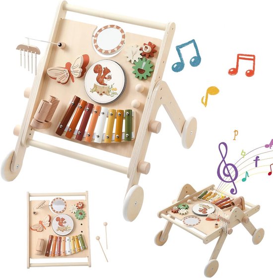 Individueller Holz-Lauflernwagen für Babys Verstellbares Schiebe-Zieh-Spielzeug