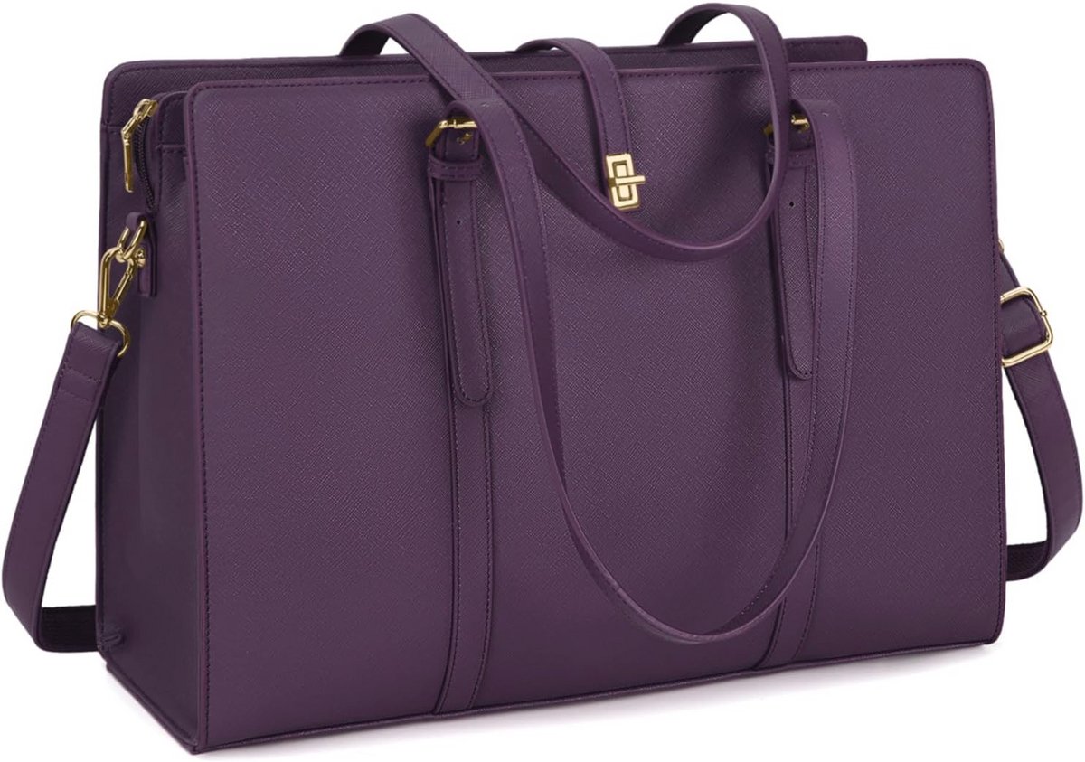 Grote Zwarte Handtas voor Dames - Waterdichte Shopper met Laptopvak - Ideaal voor Werk en School