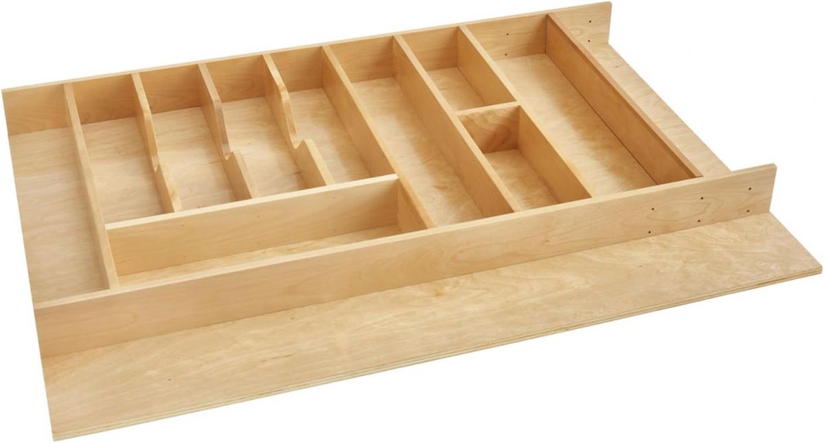 Verstelbare Houten Keukenlade Organizer voor Bestek en Keukengerei