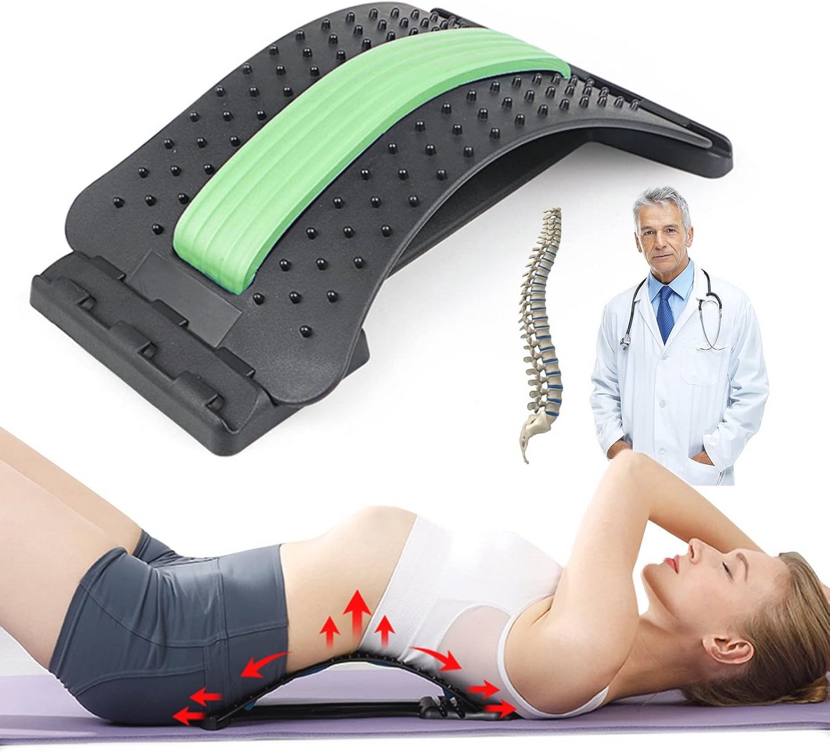 Ergonomische Rugstrekker met 3 Instellingen voor Rugpijnverlichting
