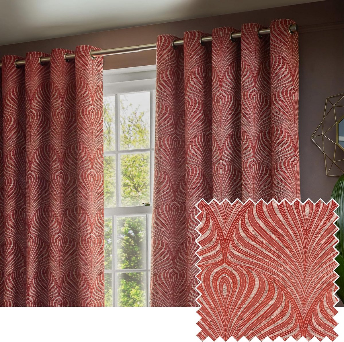 Luxe Jacquard Gordijnen met Oogjes | Art Deco Stijl & Verduisterend Effect