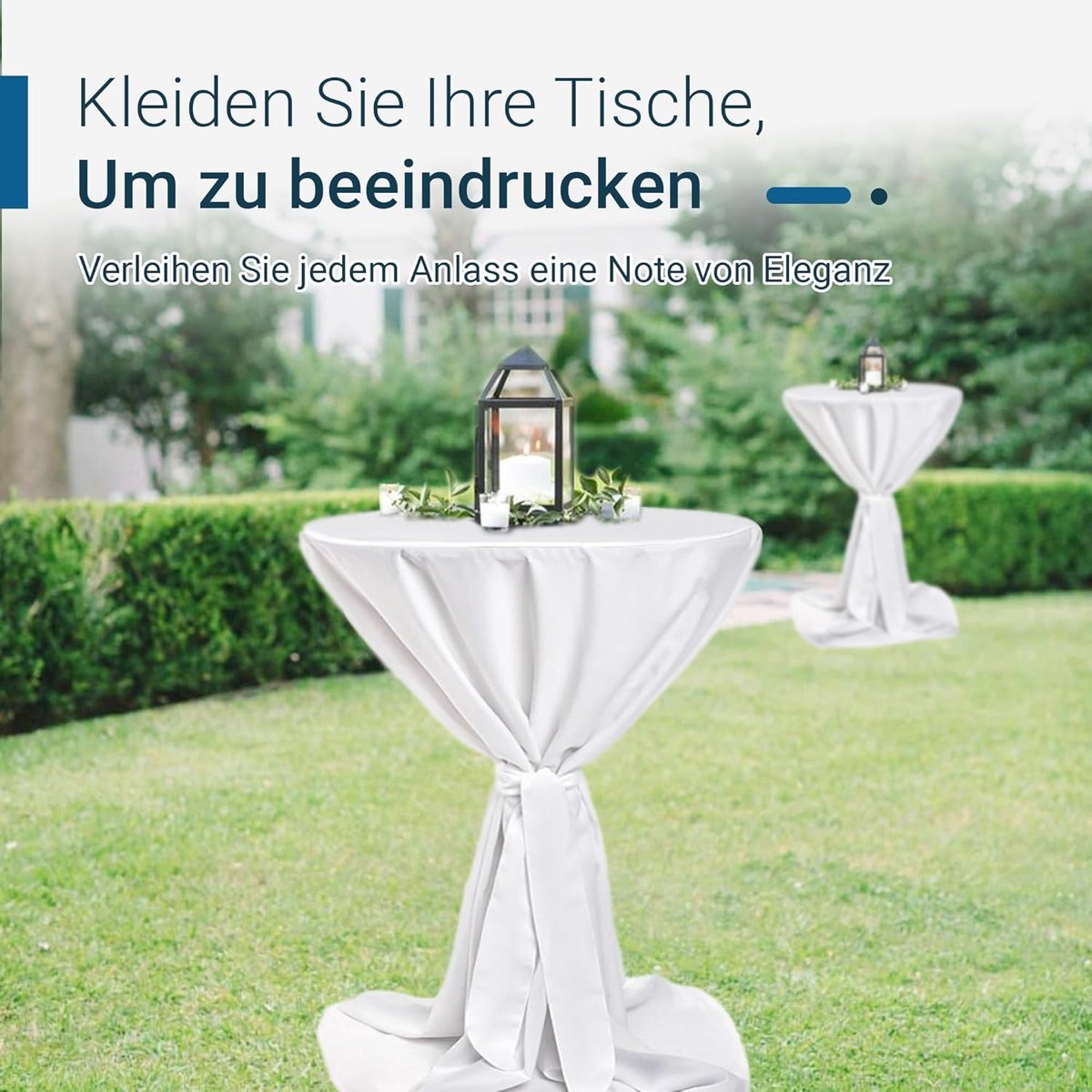 Statafelhoezen met Lint - Wit, Ø 70 cm, Oeko-Tex, Elegant voor Evenementen