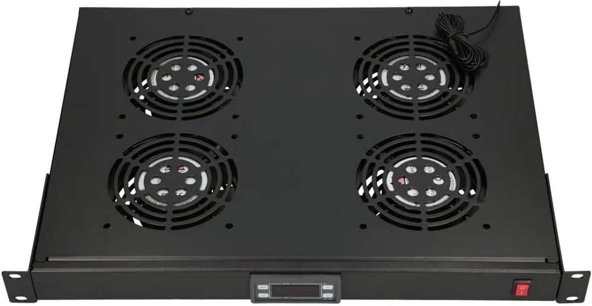 Ventilatorpaneel 19 Inch Rackkast met 4 Ventilatoren en Thermostaat