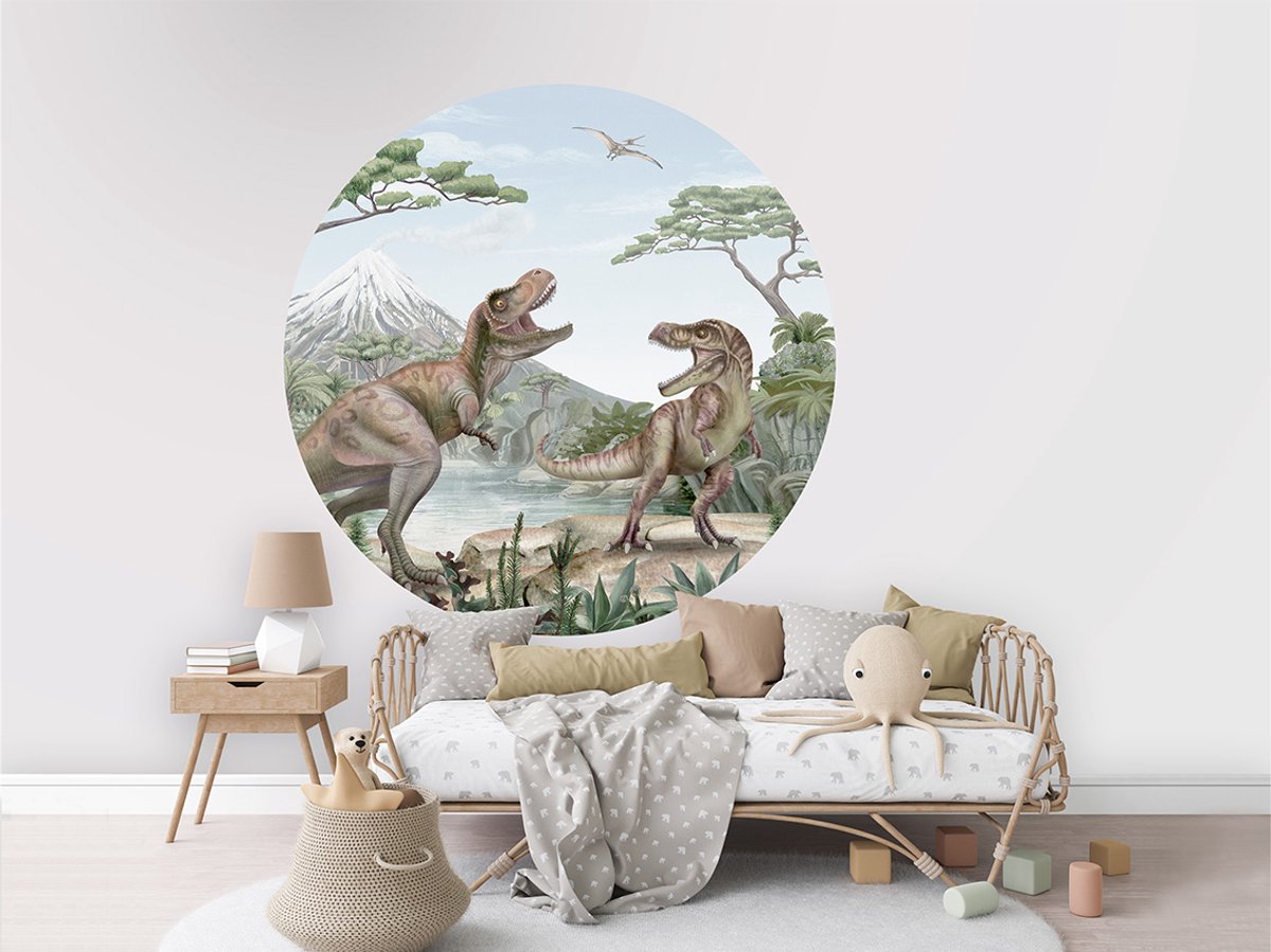 Muurcirkel - Kinderkamer - Stoere jongenskamer - Terrific Trex - dino's - ø 80 cm