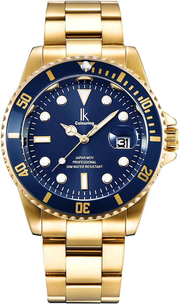 Klassiek Herenhorloge met Metalen Band en Datumweergave - Stijlvol en Waterbestendig