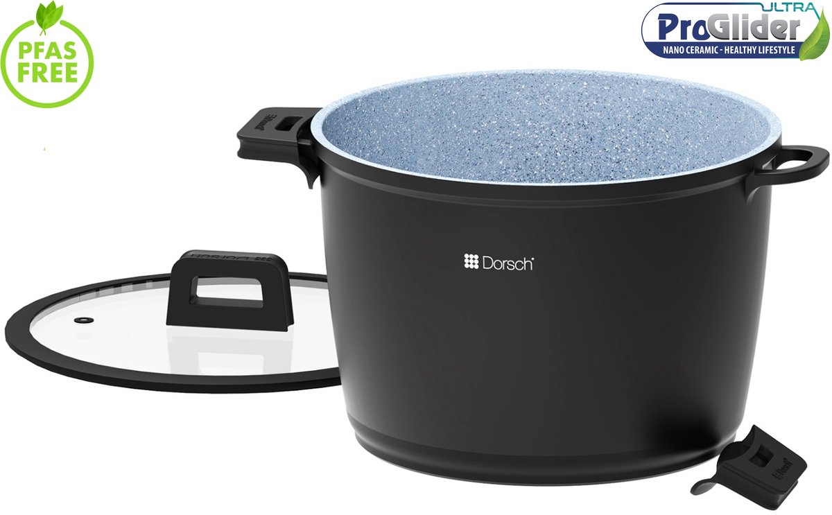 Dorsch-GreenCook kook-soeppan recht 24 cm-6.8 liter-nano keramische antiaanbaklaag-pfas-vrij