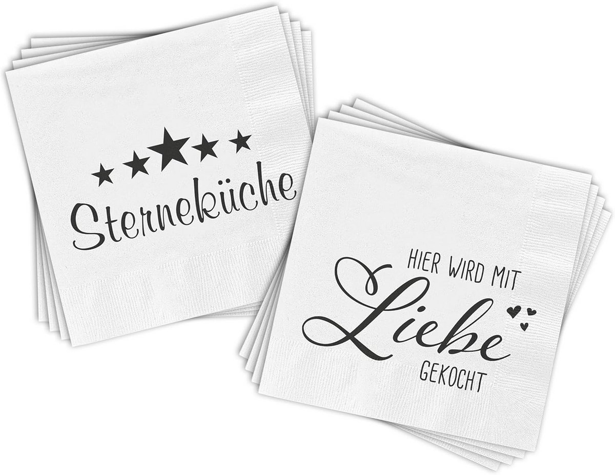 Set van 80 Papieren Servetten met 2 Verschillende Tekstmotieven - 3 Laags Tafeldecoratie