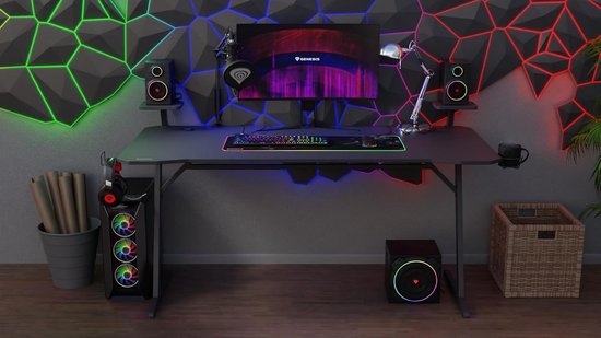 Grote RGB Gaming Bureau - 160x75 cm - Carbon Afwerking - Verstelbare Verlichting — afbeelding 3