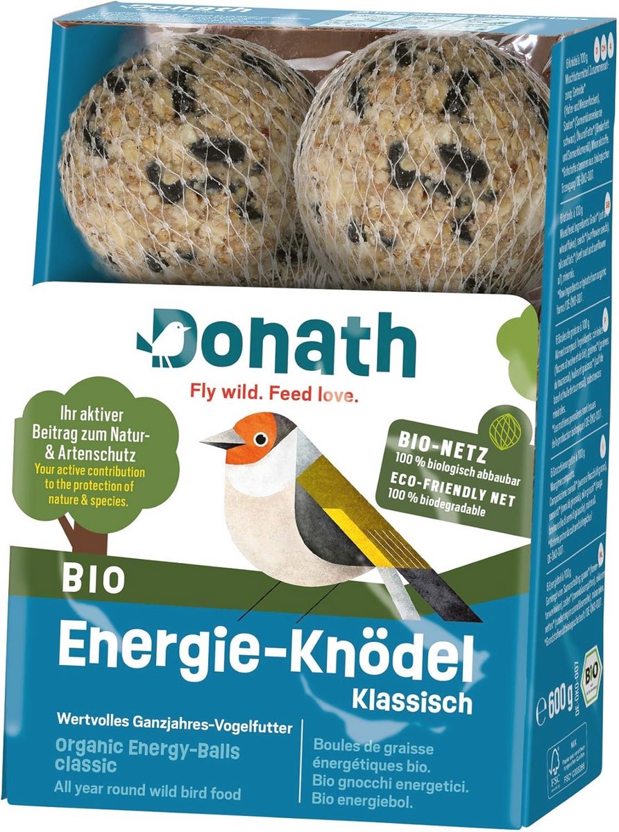 BIO Energiebol Klassiek in biologisch netje - 100g - waardevol vogelvoer voor alle seizoenen