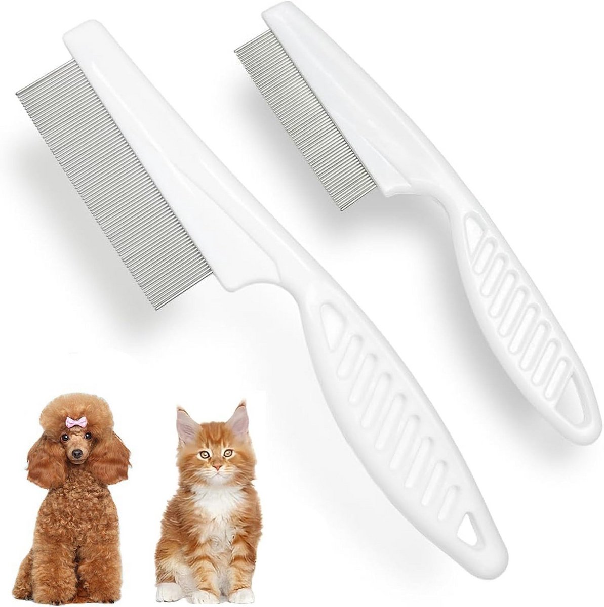 Vlooienkam voor honden en katten - 2 stuks, effectief voor traanvlekken, roos en luizen