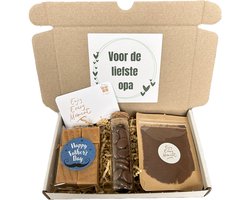 Opa koffie mini brievenbusbox - Vaderdag cadeau met koffie en fudge