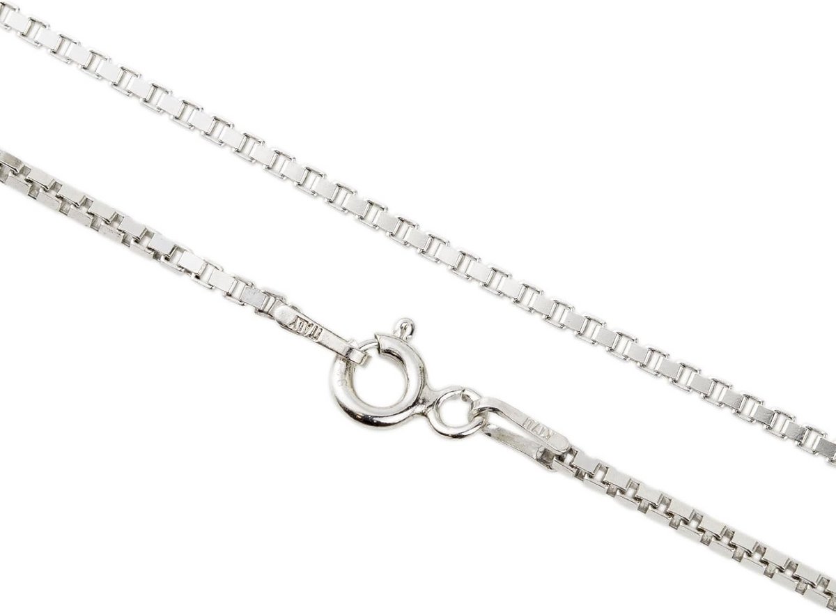 Aka Gioielli® - Dames Ketting in gerhodineerd 925 sterling zilver - Venetiaanse ketting 1.3 mm - Lengte: 40 45 50 55 60 70 cm