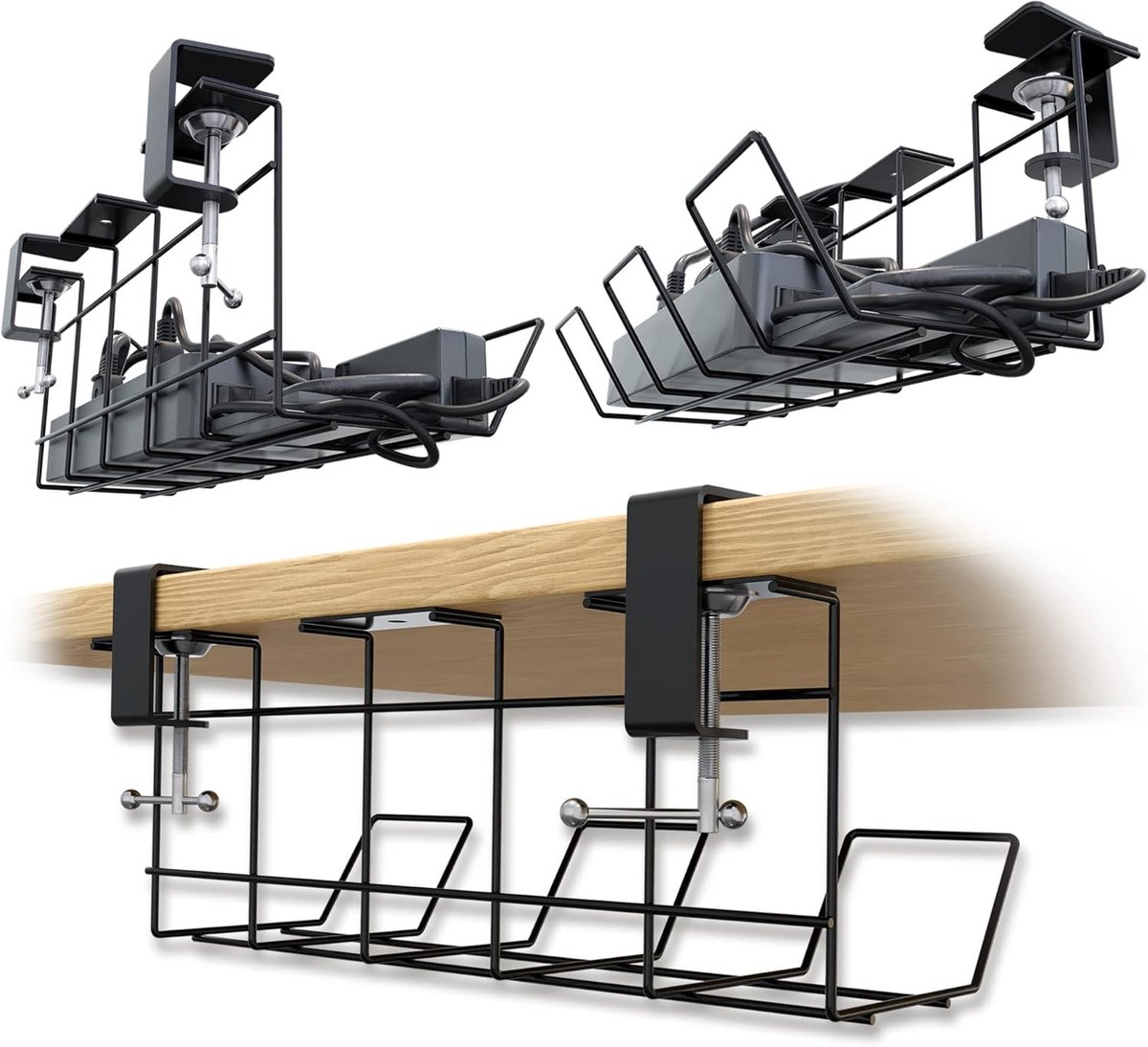 Kabelmanagement Onder Tafel Set van 2 - Ruimtesbesparende Kabeltray voor Bureau
