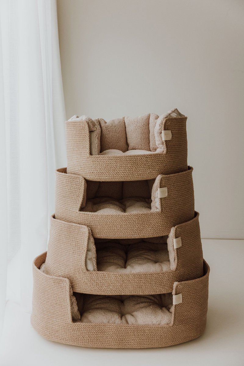 Hondenmand - Large - Beige - Mand - Kussen - Teddy - Zacht - Interieur - Dierenmand - Huisdier - Mooie hondenmand - Kattenmand - Kat - Handgemaakt - Dog Bed - Hondenkussen - Kennel - Hond - Krabpaal