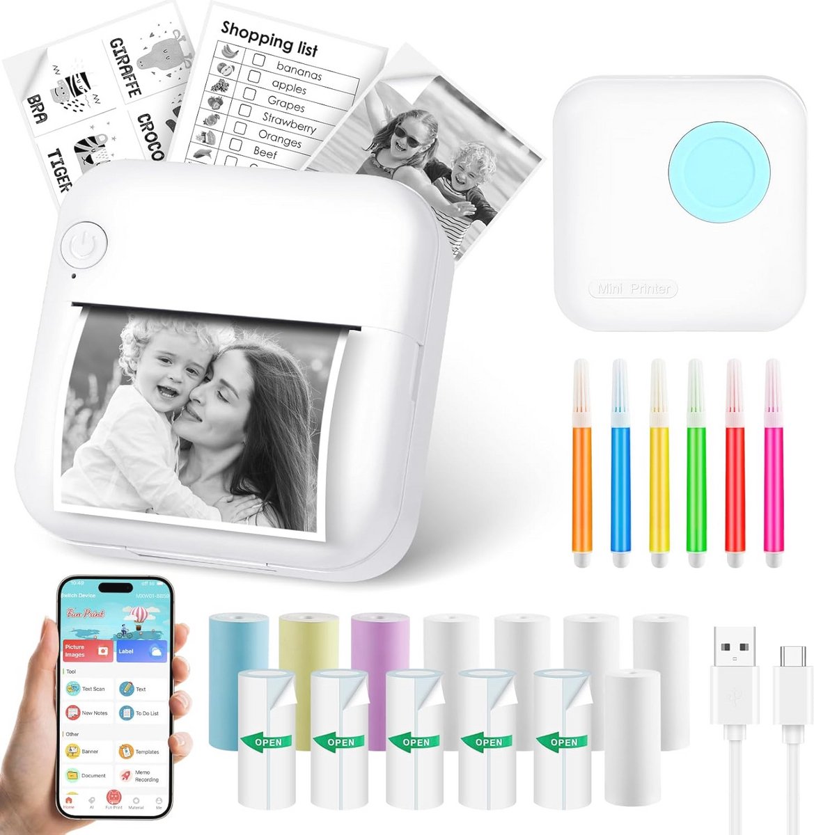 Draagbare Mini Fotoprinter - Bluetooth Thermische Printer voor Smartphone