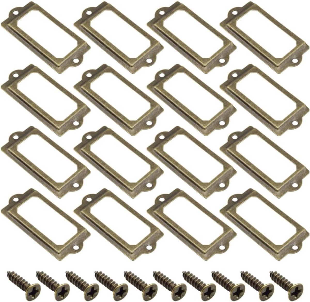 30x Metalen Etiket Houders voor Lades en Kasten - Vintage Bronze Kaarthouder met Schroeven