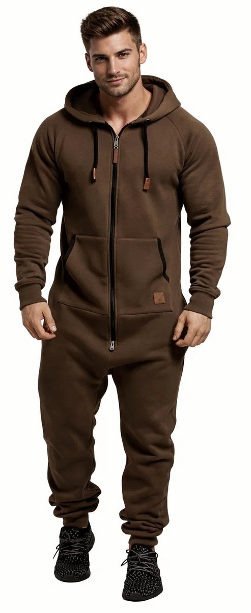 Bruine Onesie - Huispak - Onesie mannen - Onesie Vrouwen - Maat XL