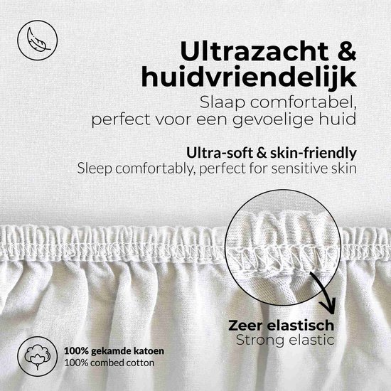 Hoeslaken etérea Extra Jersey 240x220 cm - Oekotex - 100% coton - jusqu'à 35 cm - Wit