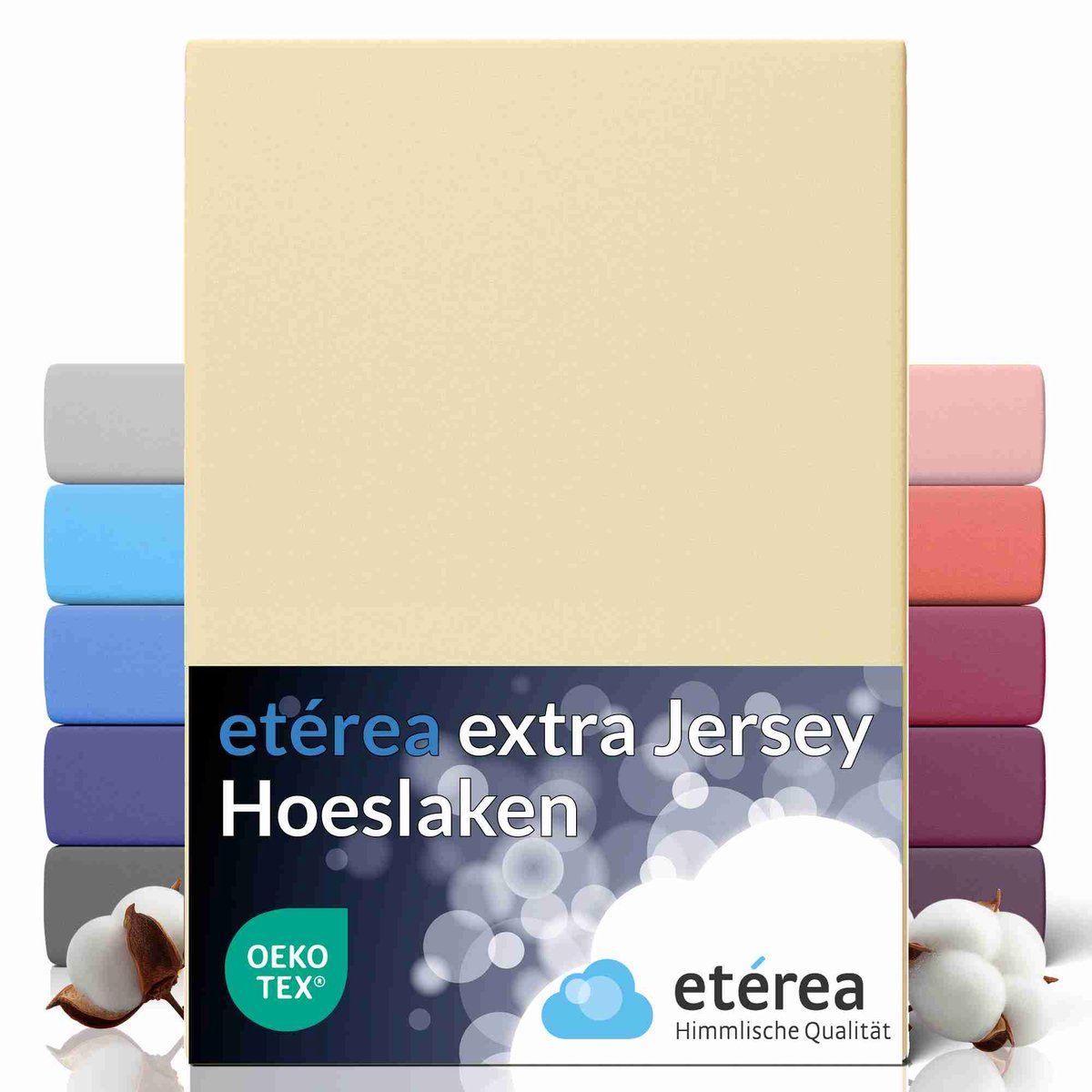 etérea Extra Jersey Hoeslaken 240x220 cm - Oekotex - 100% katoen - bis 35 cm - Ivor