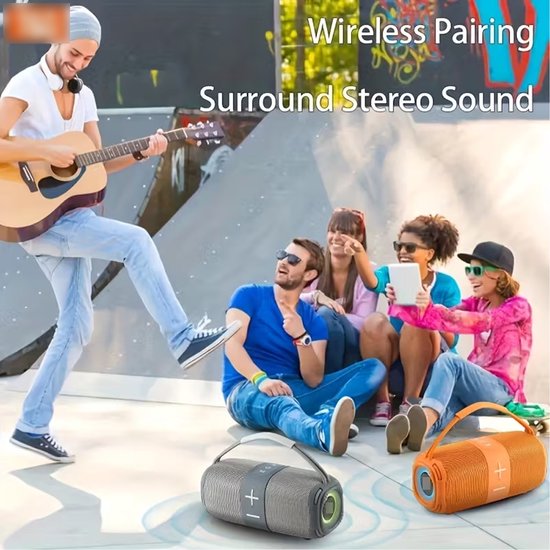 Luidspreker - Feestluidspreker - Draagbare Bluetooth-luidspreker - 23,5 x 9,9 x 10 cm - Met verlichting - 10W stereo met hoog volume - Kleine draadloze luidspreker - Ondersteunt TWS-koppeling - Geschikt voor thuis, feestjes, buiten, strand - Zwart — afbeelding 2