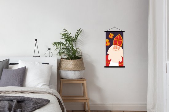 Posterhanger avec affiche - Affiche scolaire - Sinterklaas - Sinterklaas - Décoration - 40x80 cm - Lattes noires