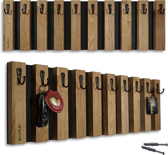Houten Kapstok met Haken voor Hal en Slaapkamer - Eiken Lamellen Design ...
