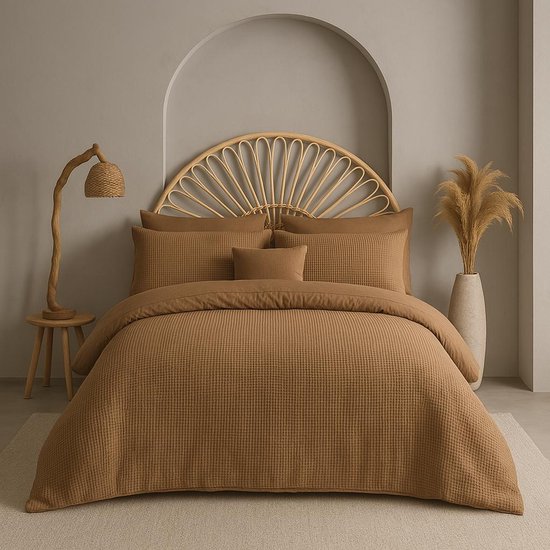 Mila Home Luxury Waffle Collection - Beddengoedset Dekbedovertrek - Waffle Dessin - 100% Katoen Waffle- OEKO-TEX Gecertificeerd - 140x200 cm + 1 Kussenhoes 60x70 cm van Merkloos — afbeelding 3