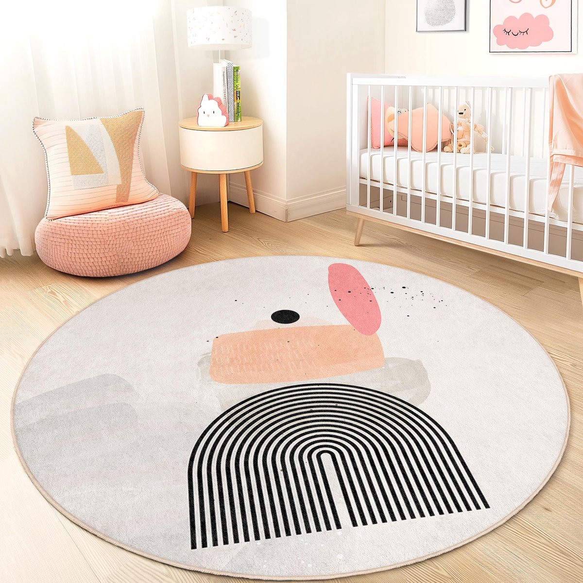 Mila Home - Kindertapijt Rond - Vloerkleed Kinderkamer Tapijt - Speeltapijt - Wasbaar - An