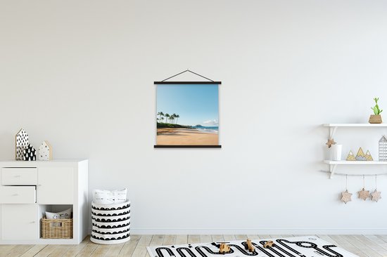 Deux palmiers sur la plage tropicale affiche école lattes plates noir 40x40 cm - Tirage photo sur affiche textielposter (décoration murale salon / chambre) / Mer et plage