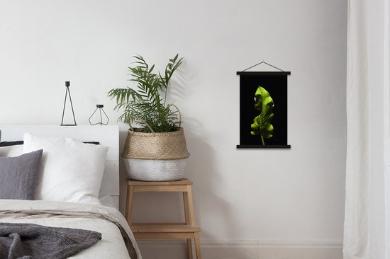 affiche d'école feuille verte sur fond noir lamelles plates noir 40x60 cm - Tirage photo sur affiche textielposter (décoration murale salon / chambre)