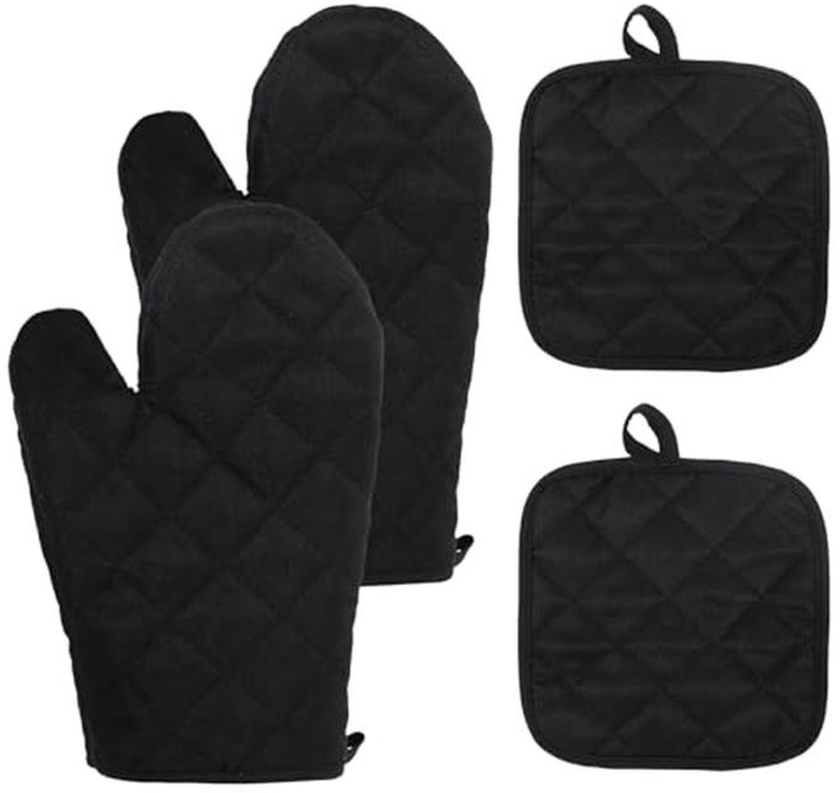 Hittebestendige ovenhandschoenen set van 4 met antislip