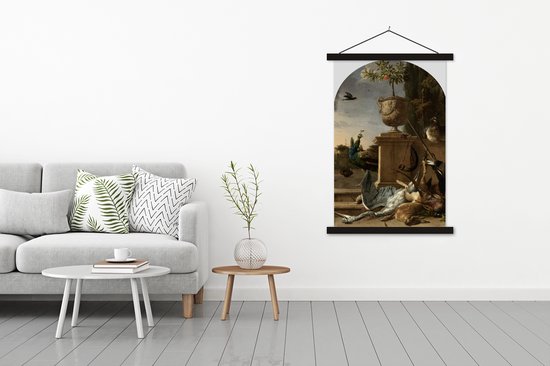 Butin de chasse près d'une plate-forme - Peinture de Melchior d'Hondecoeter poster textielposter 120x180 cm XXL / Groot format!