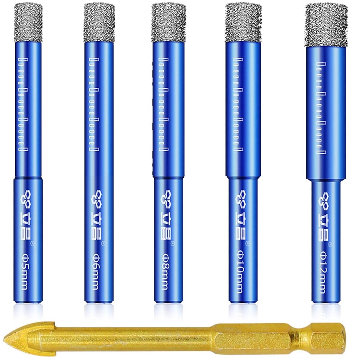 5-Delige Tegel-, Glas- en Steenboor Set (5 t/m 12 mm) voor Keramiek en Graniet