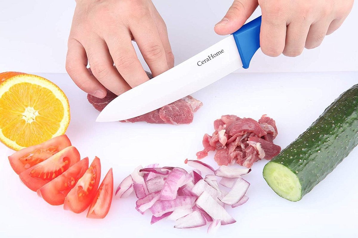 Set van 4 Professionele Keramische Messen met Houder - Ideaal voor Groenten, Fruit en Vlees — cadeau in Kookcadeaus - foto 4