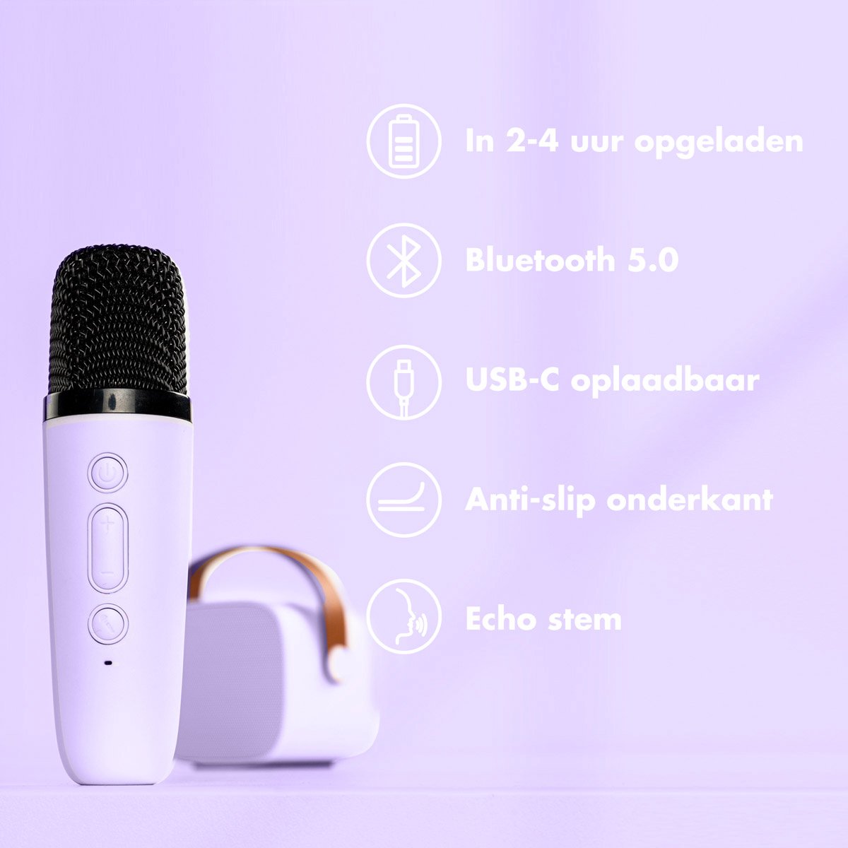 imoshion Karaoke Set - Met Bluetooth Speaker en Draadloze Microfoon - Karaokeset voor Volwassenen en Kinderen — afbeelding 8