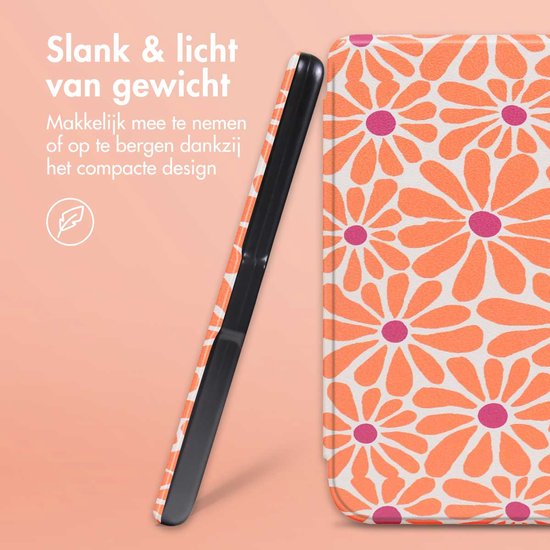 imoshion E-reader Hoesje - Geschikt voor Pocketbook Verse, Pocketbook Verse Lite, Pocketbook Verse Pro, Vivlio Light, Vivlio Light HD - Design Sleepcover Bookcase - Orange Flowers Connect van iMoshion — afbeelding 5