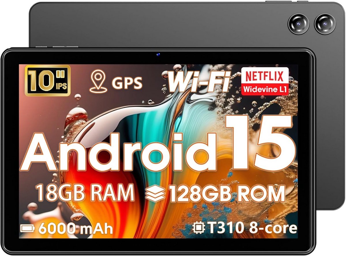 Krachtige 10 Inch Tablet met Android 15, 18GB RAM en 128GB Opslag