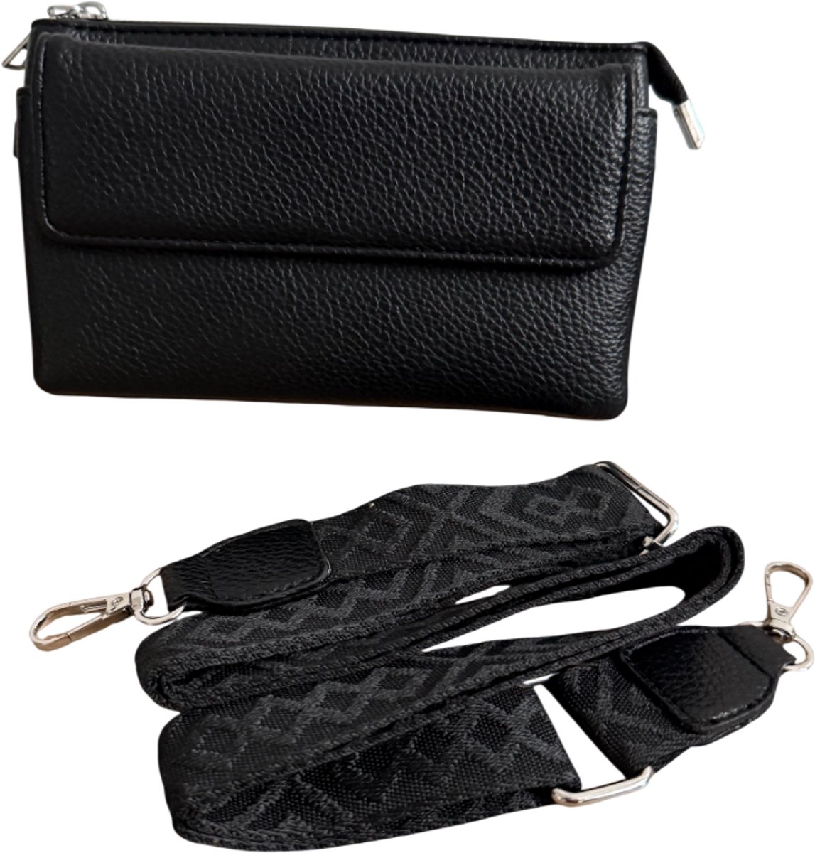 Roose - Dames Tas - Handtas - Schoudertas - Tote Bag - Crossbody Tas - Zwarte Crossbody Tas