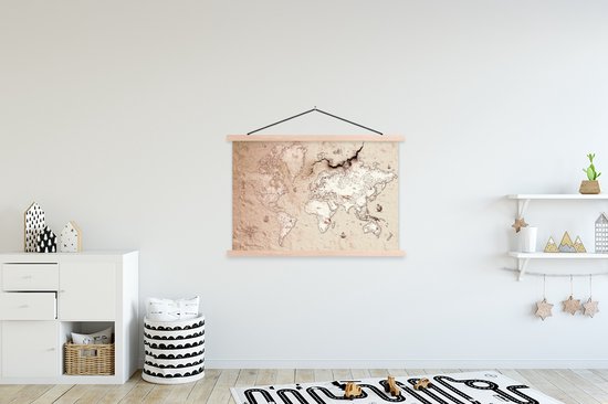 Décoration murale - Carte - Monde - Vintage - Affiche scolaire - 120x80 cm