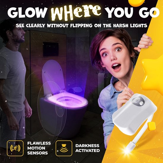 Wc-nachtlampje - uniek cool speeltje met bewegingssensor en meerkleurige LED's van ToiLight — afbeelding 3